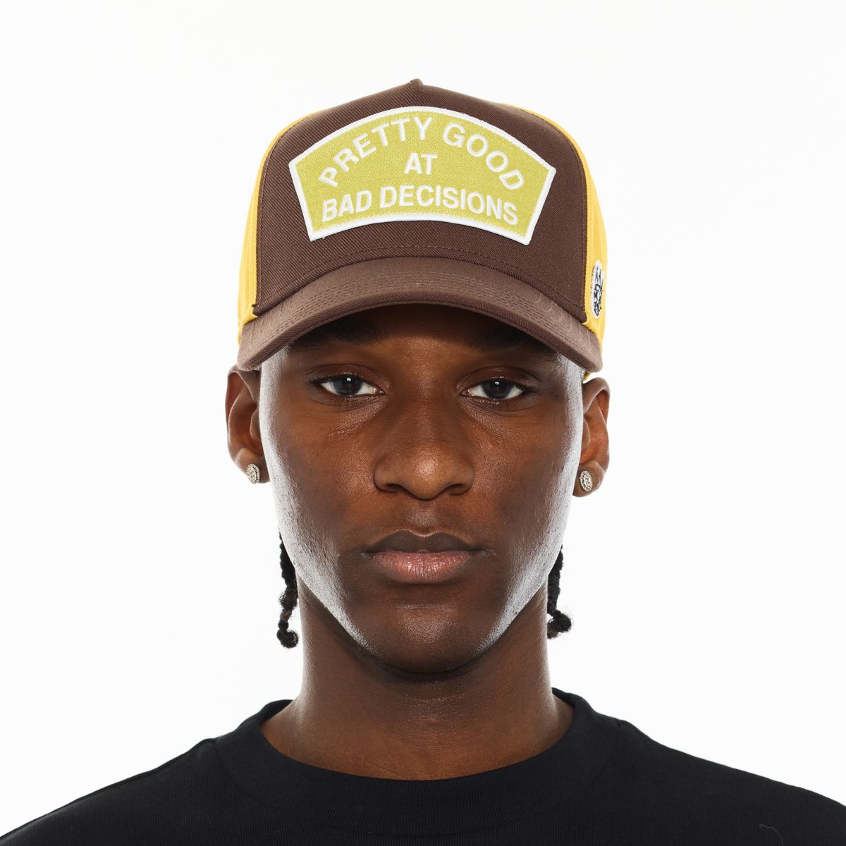 LOGO MESH BACK TRUCKER HAT "GOOD AT BAD DECISIONS"