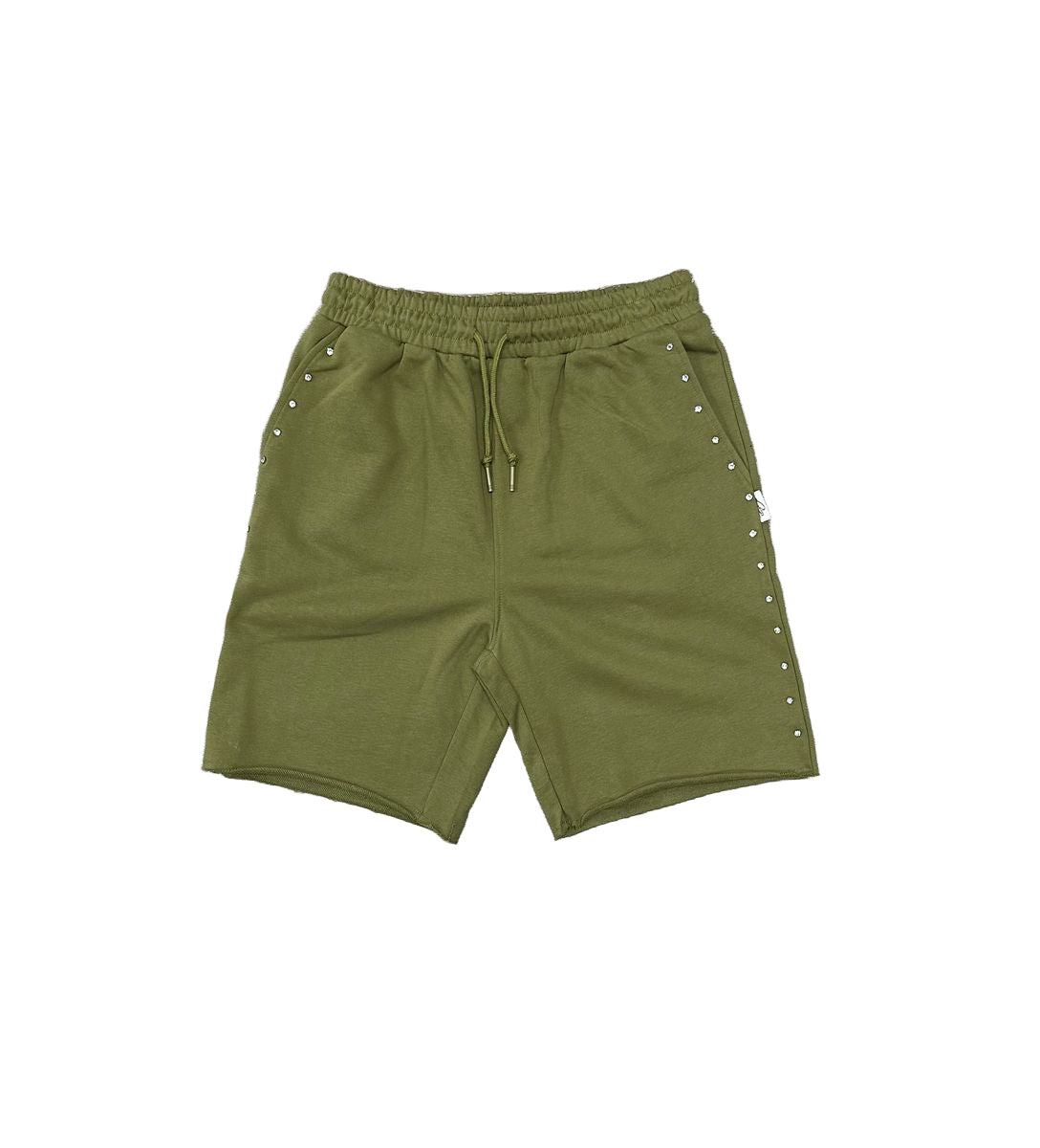 BKYS "RHINESTONE" F-TERRY SHORTS OLIVE GREEN MENS SHORTS