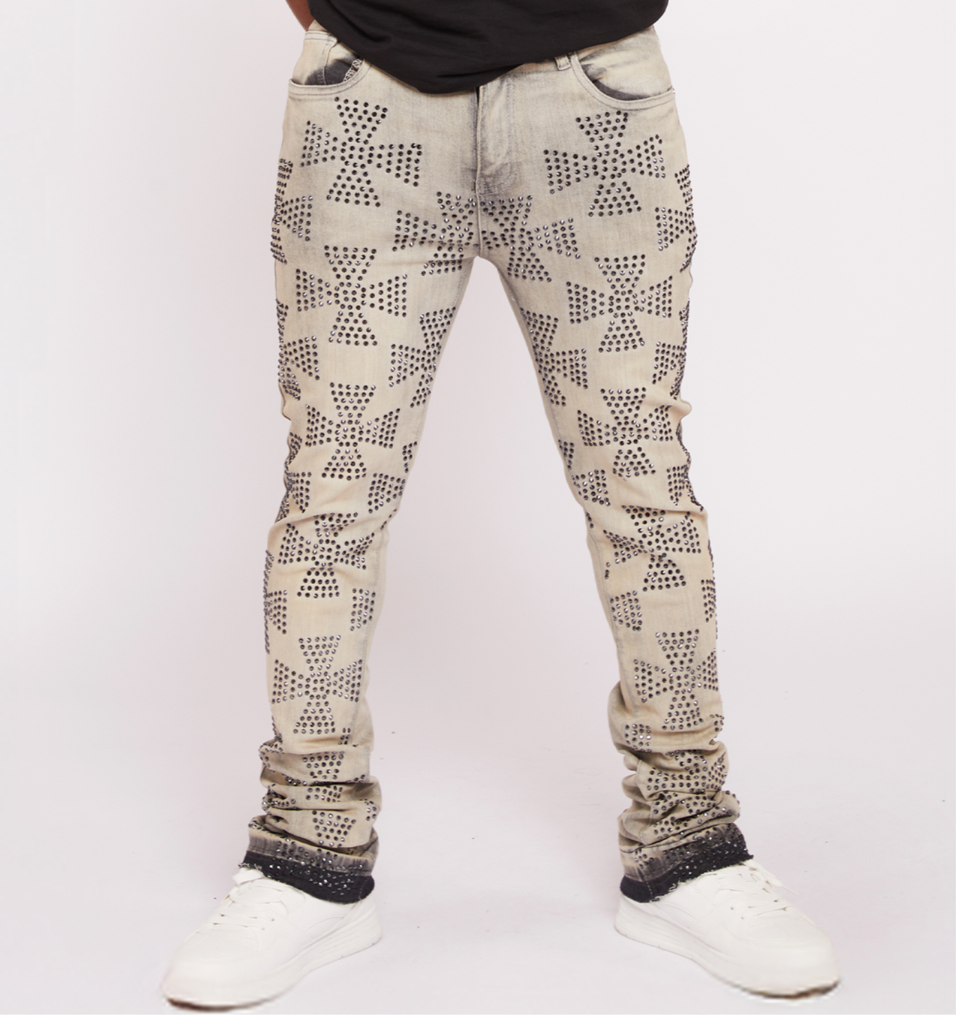 WAIME STACKED FIT JEANS cream