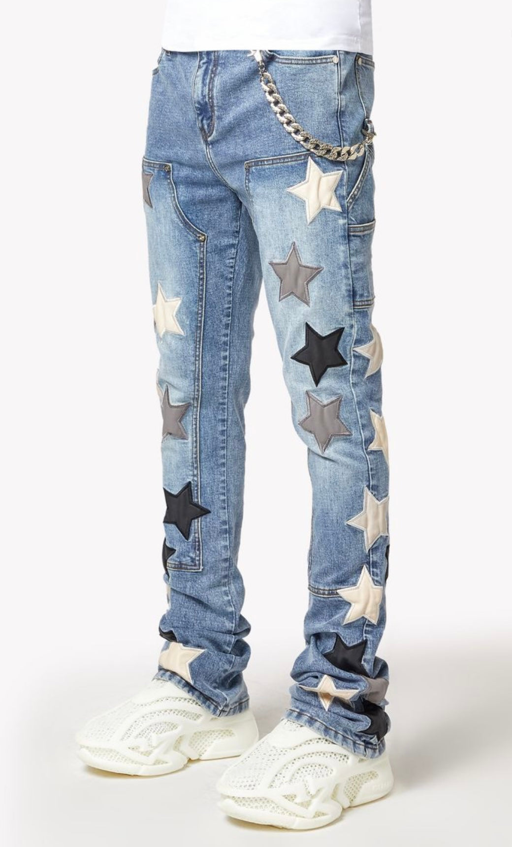 Aqua Blue Vintage Stars Denim
