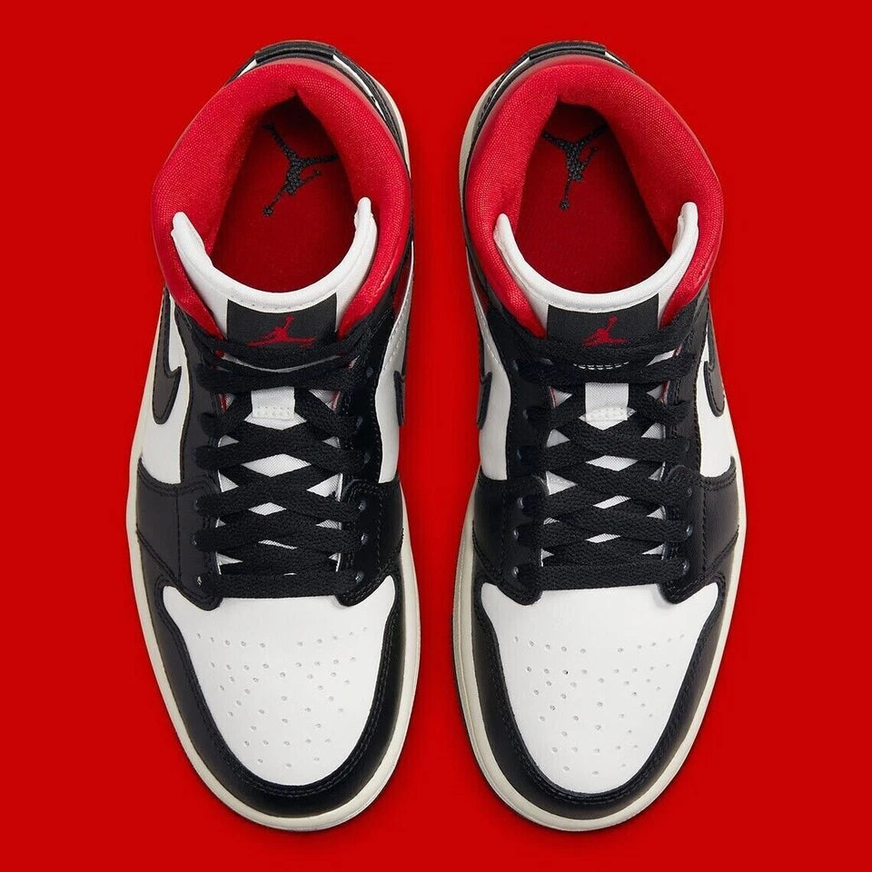 Air Jordan 1 Mid White Black Red