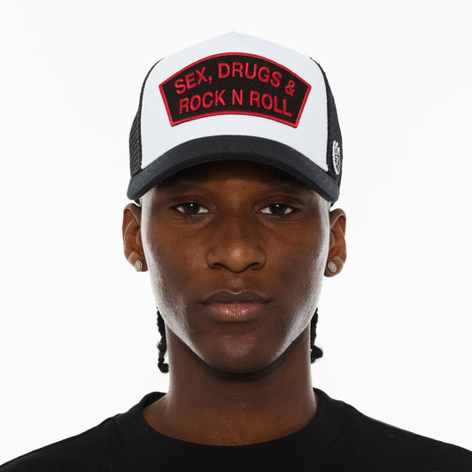 LOGO MESH BACK TRUCKER HAT "SEX DRUGS ROCK N ROLL"