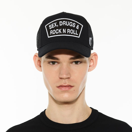 LOGO MESH BACK TRUCKER HAT "SEX DRUGS ROCK N ROLL"