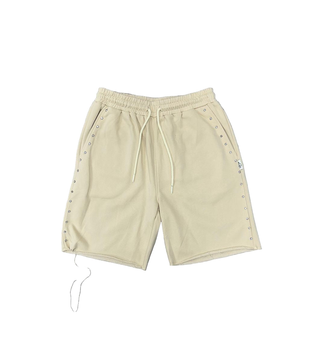 BKYS "RHINESTONE" F-TERRY SHORTS CREAM MENS SHORTS