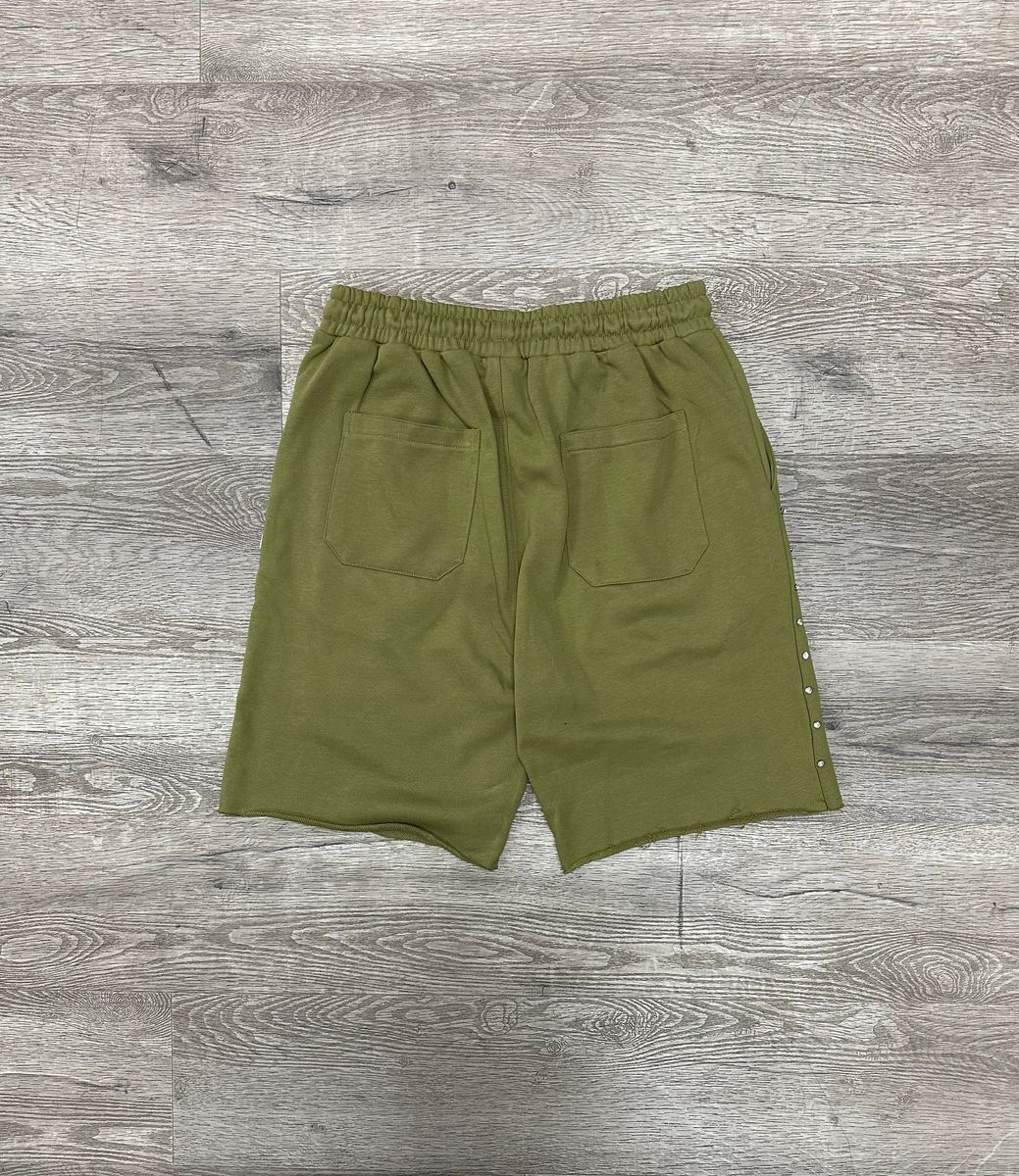 BKYS "RHINESTONE" F-TERRY SHORTS OLIVE GREEN MENS SHORTS