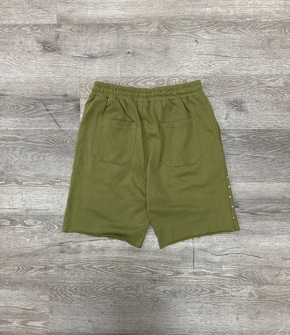 BKYS "RHINESTONE" F-TERRY SHORTS OLIVE GREEN MENS SHORTS