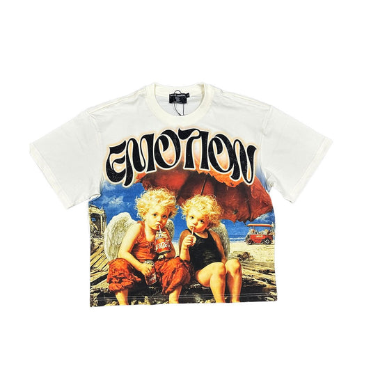 ME 'Twin' Rhinestone Cream Tee