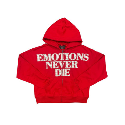 ME Red ‘End’ Rhinestone hoodie
