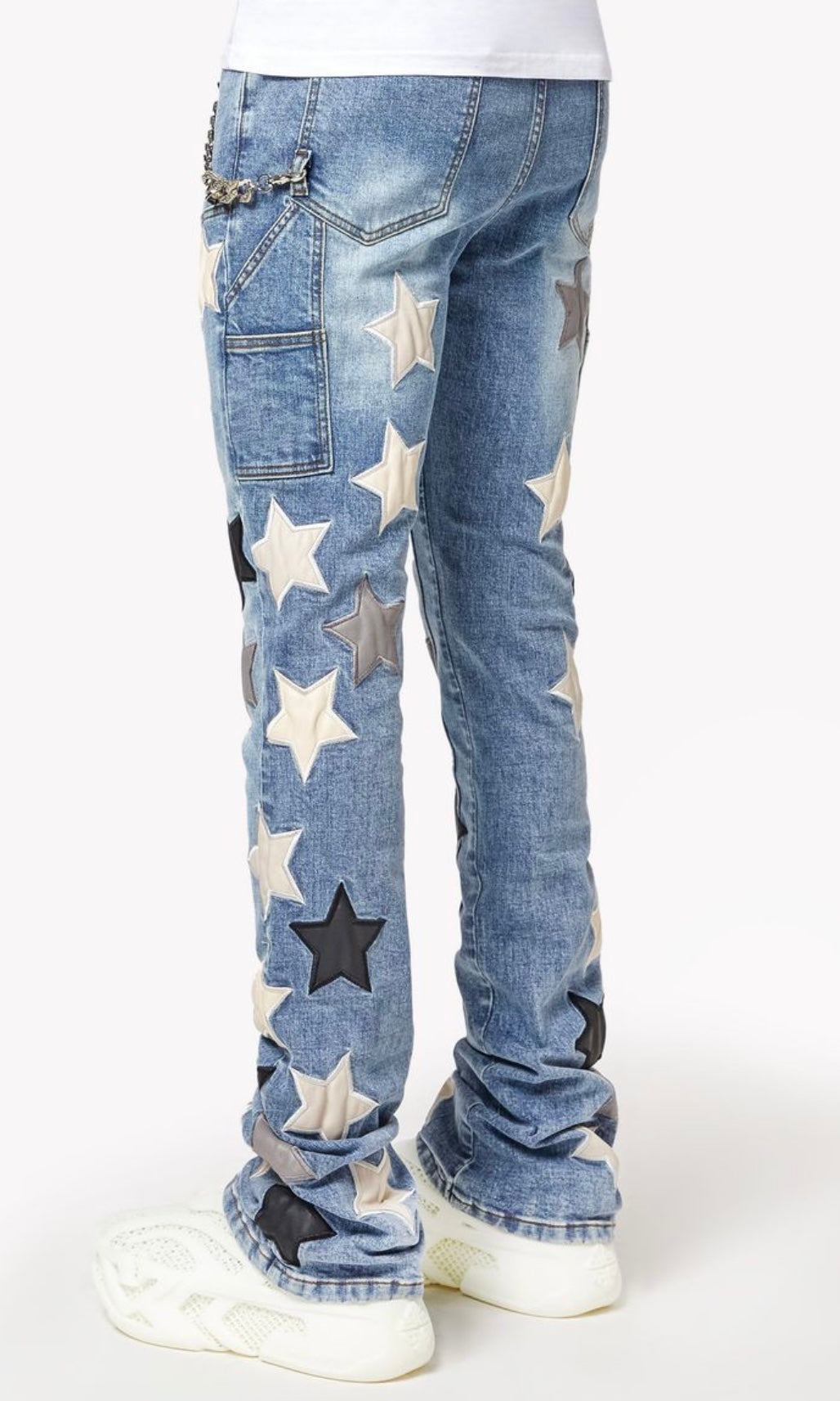 Aqua Blue Vintage Stars Denim