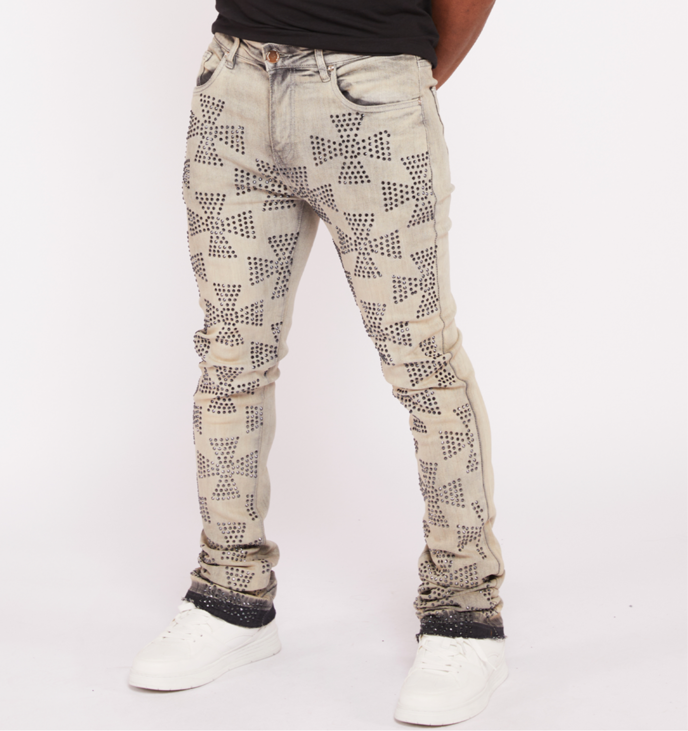 WAIME STACKED FIT JEANS cream