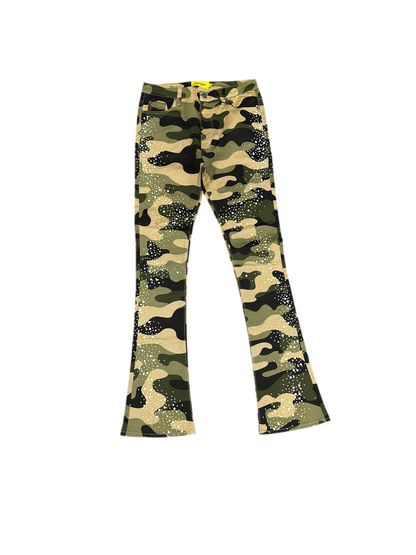 Camo Pearls Embellished Denim