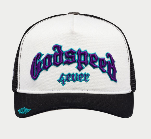 GodSpeed FOREVER TRUCKER HAT (White/Black/Purple)