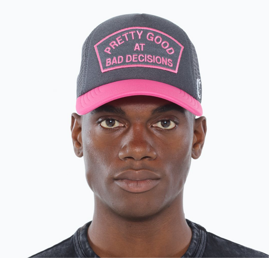 CULT "GOOD AT BAD DECISIONS" MESH BACK TRUCKER HAT