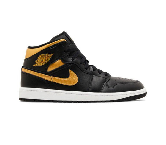 MAir Jordan 1 Mid Shoes Black Metallic Gold White