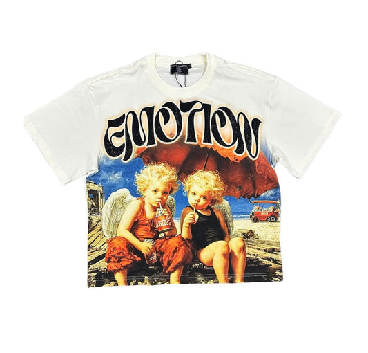 ME 'Twin' Rhinestone Cream Tee