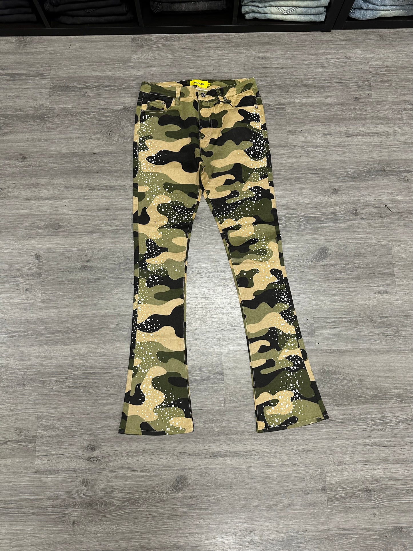 Camo Pearls Embellished Denim