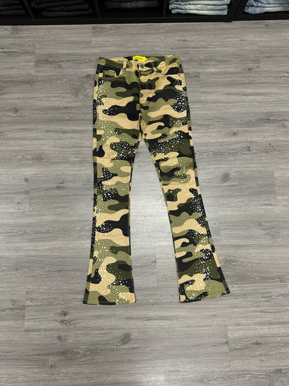 Camo Pearls Embellished Denim