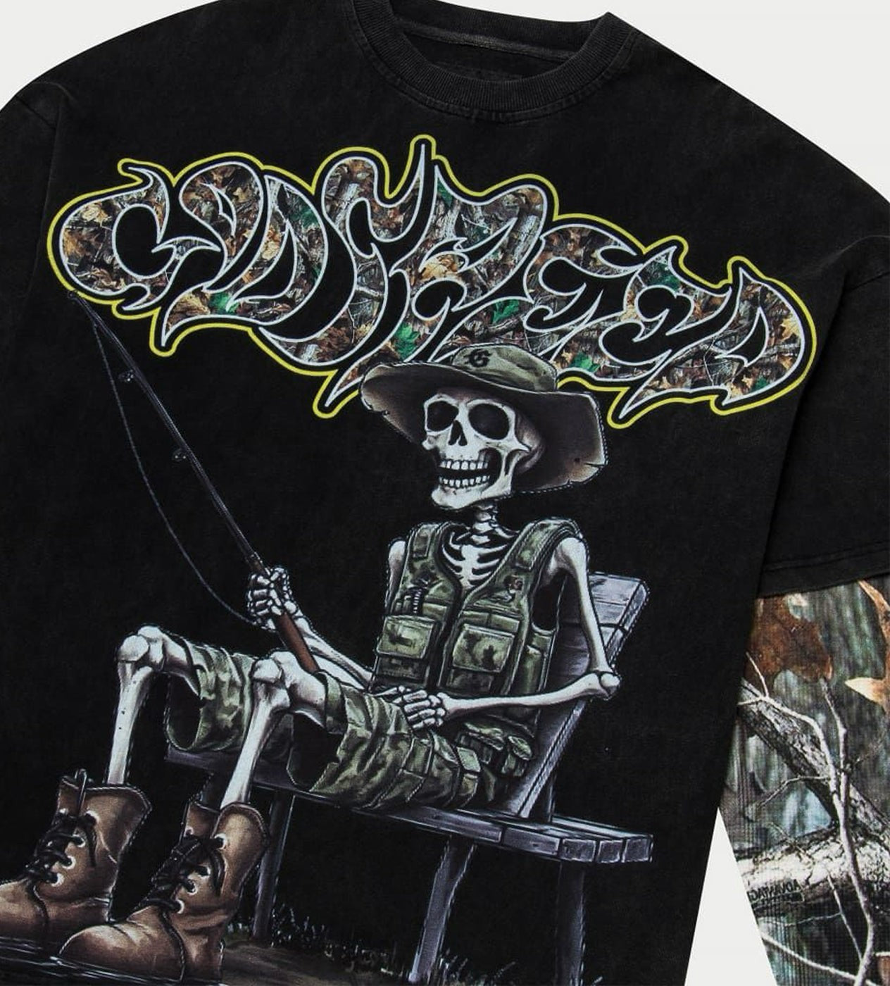 Godspeed Gone Fishing Layered T-shirt (Black Wash)