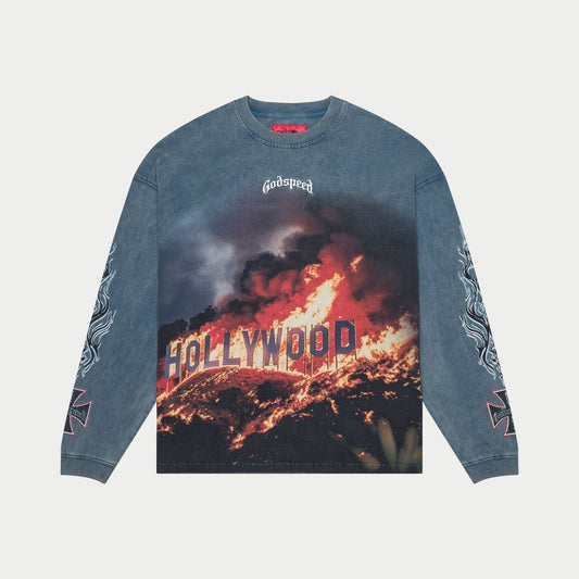 Godspeed Hollywood Inferno LS T-shirt (Blue Wash)