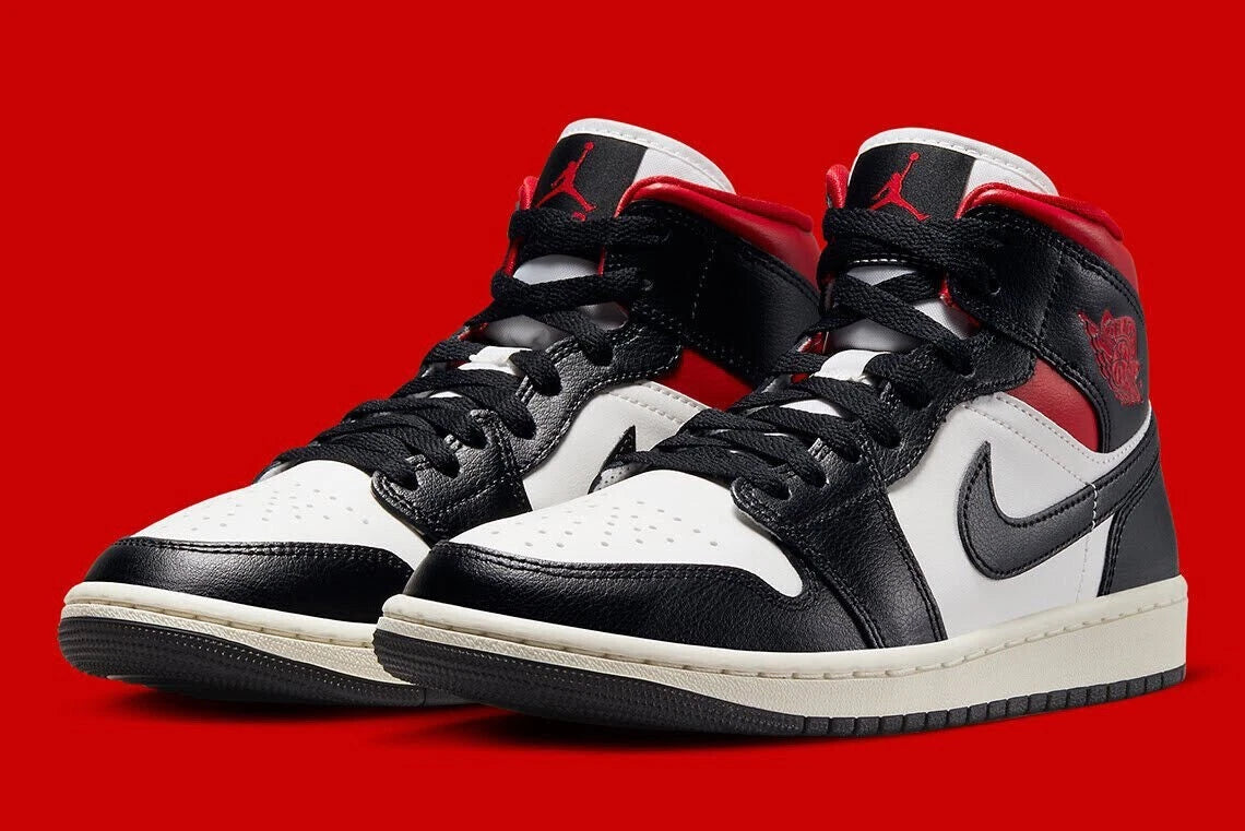 Air Jordan 1 Mid White Black Red