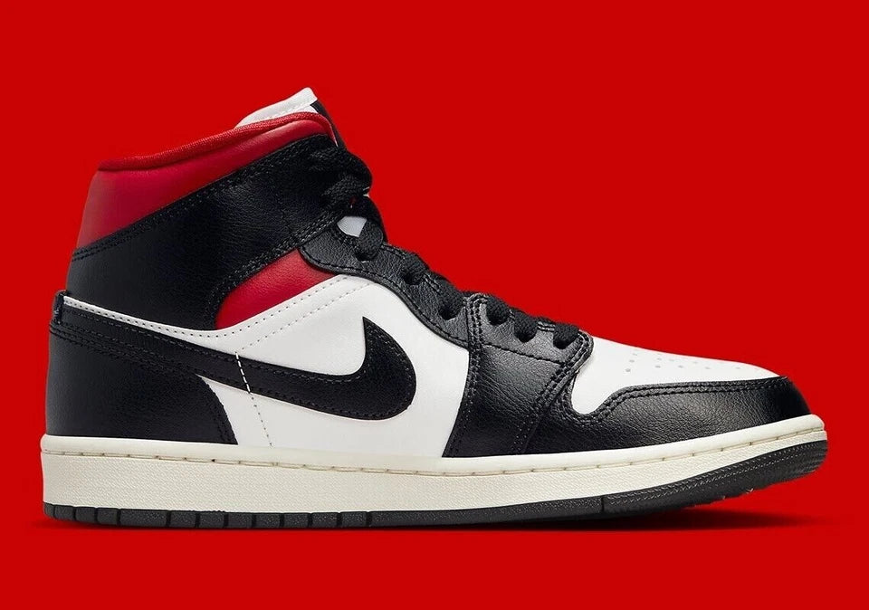 Air Jordan 1 Mid White Black Red