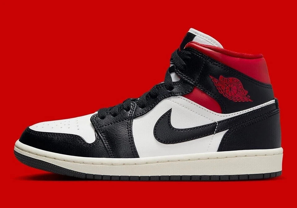 Air Jordan 1 Mid White Black Red